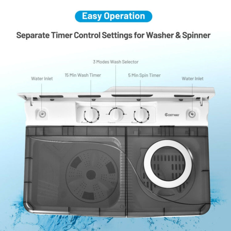 26 lbs Portable Semi-automatic Washing Machine with Built-in Drain Pump