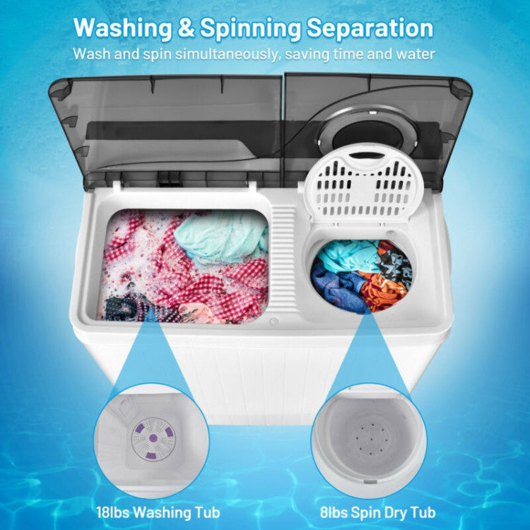 26 lbs Portable Semi-automatic Washing Machine with Built-in Drain Pump