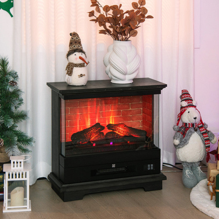 27 Inch Freestanding Electric Fireplace with 3-Level Adjustable Brightness Thermostat