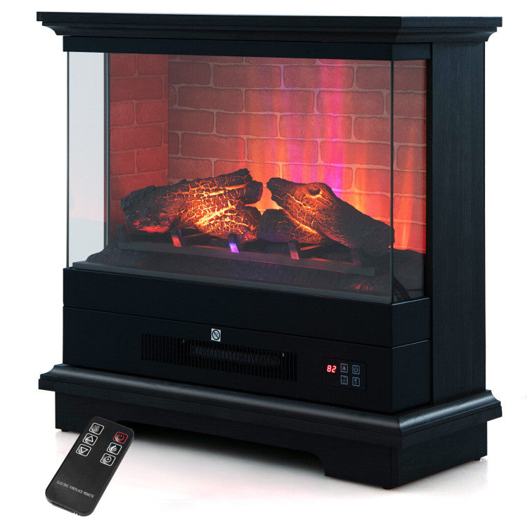 27 Inch Freestanding Electric Fireplace with 3-Level Adjustable Brightness Thermostat