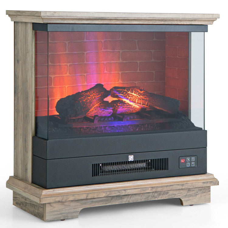 27 Inch Freestanding Electric Fireplace with 3-Level Adjustable Brightness Thermostat