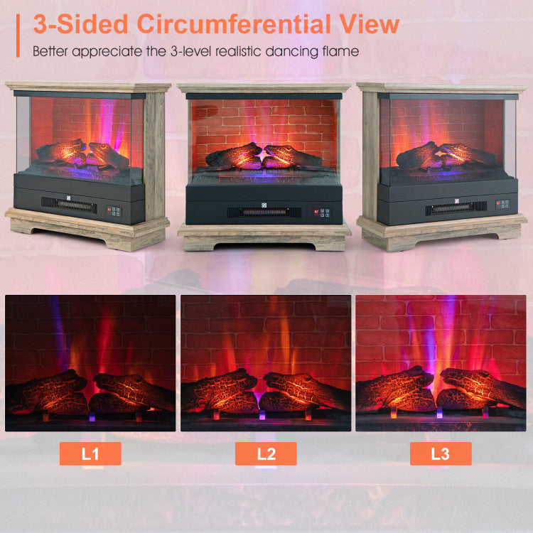 27 Inch Freestanding Electric Fireplace with 3-Level Adjustable Brightness Thermostat