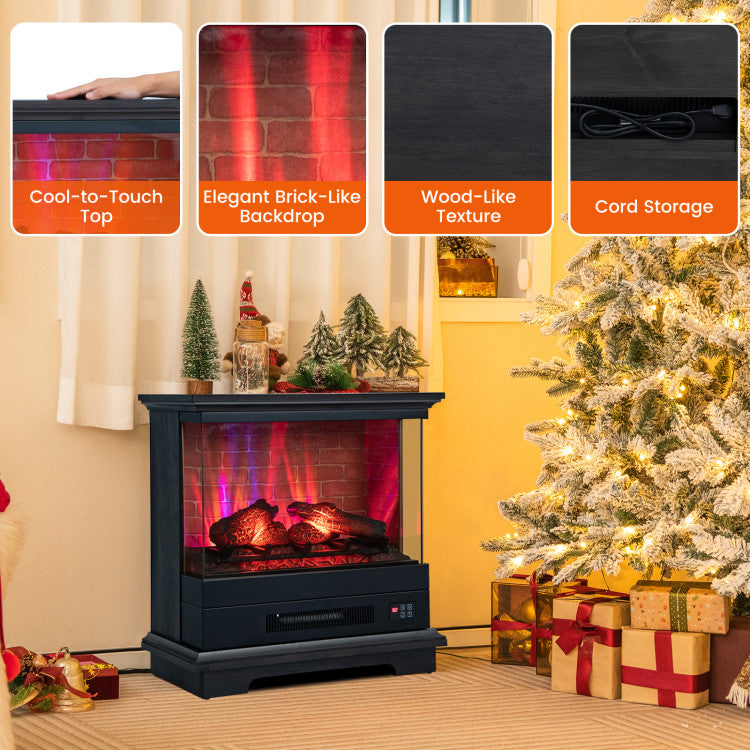 27 Inch Freestanding Fireplace with Remote Control and Multi-Color Realistic Flame