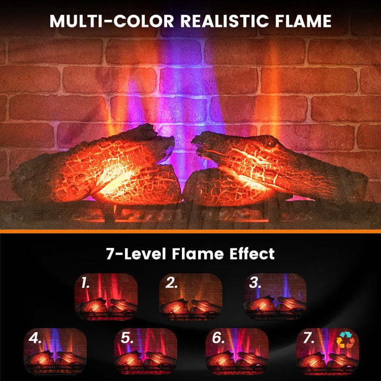 27 Inch Freestanding Fireplace with Remote Control and Multi-Color Realistic Flame