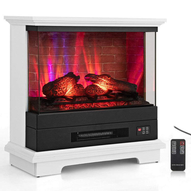 27 Inch Freestanding Fireplace with Remote Control and Multi-Color Realistic Flame