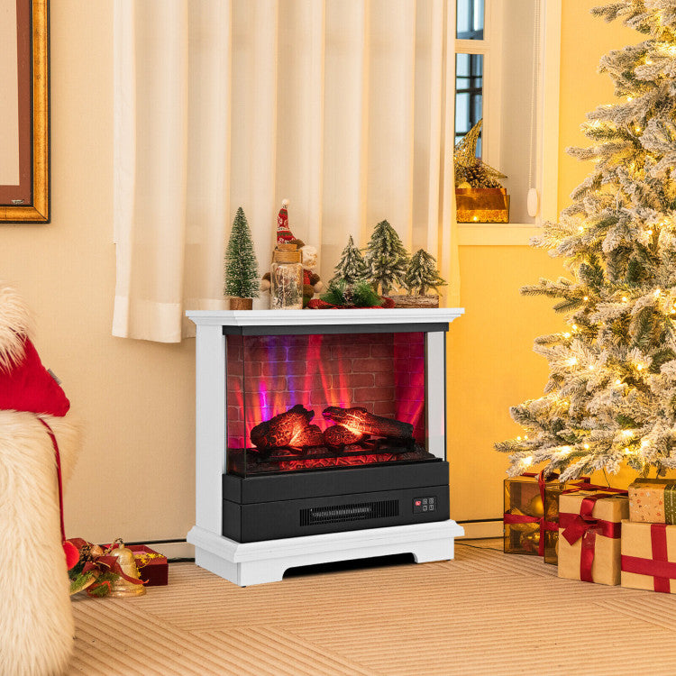 27 Inch Freestanding Fireplace with Remote Control and Multi-Color Realistic Flame