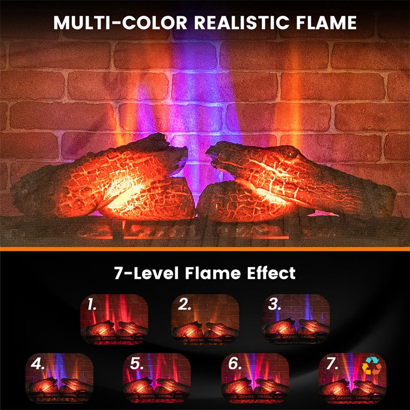 27" Electric Fireplace 3-Sided View Freestanding Fireplace Heater 1400W with Remote Control & 7-Level Flame Effects Overheat Protection