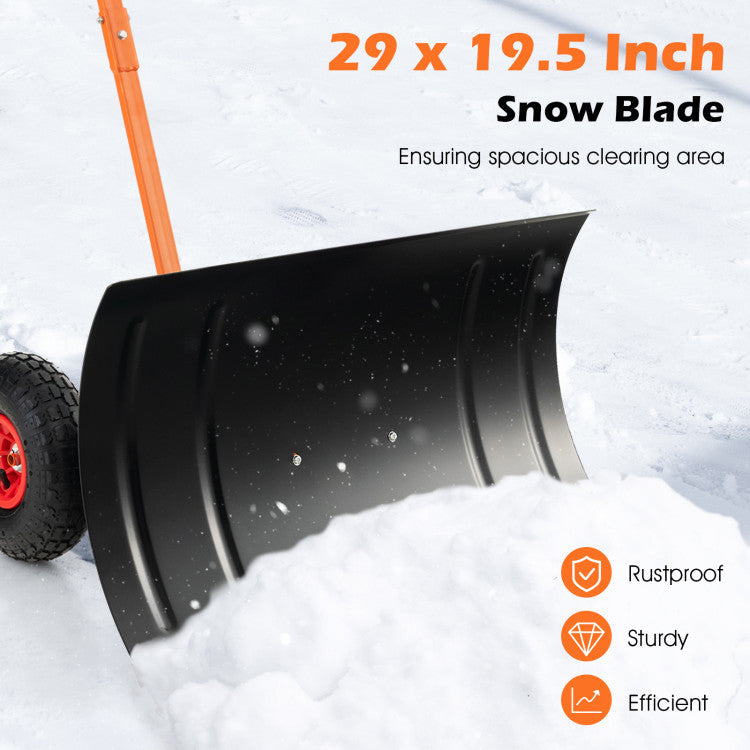 29 Inches Snow Pusher for Driveway with Adjustable Angle and Height