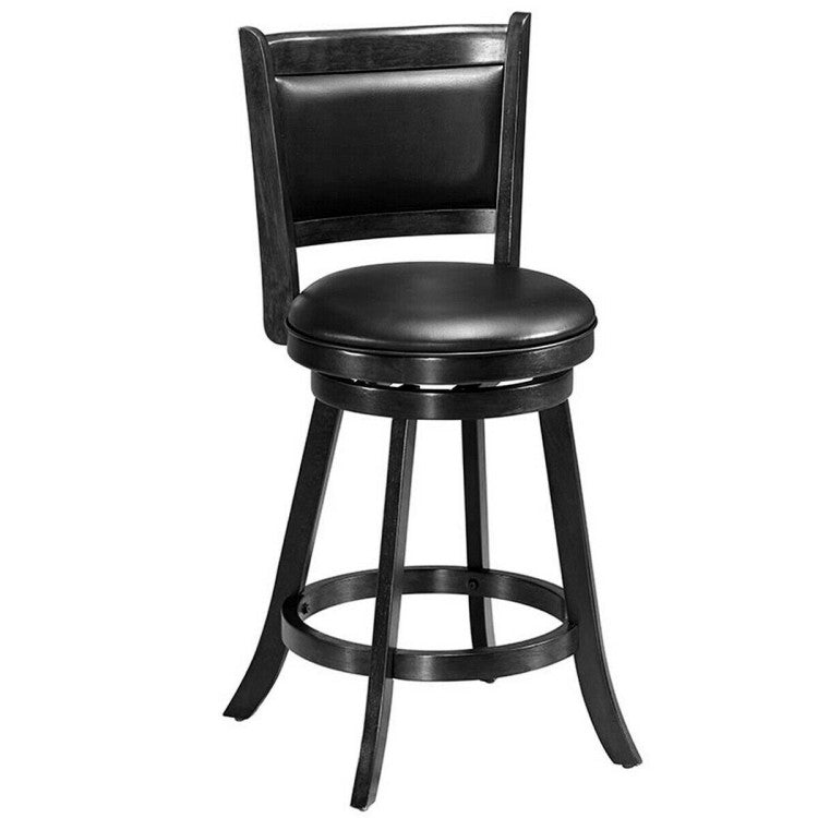 2 Pieces 360° Swivel Counter Bar Stool Dining Chair with Upholstered Seat