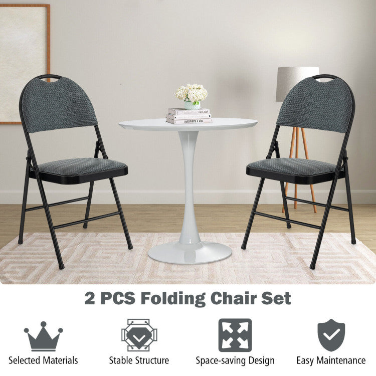 2/4 Pieces Folding Office Chairs with Backrest and Soft Cushion