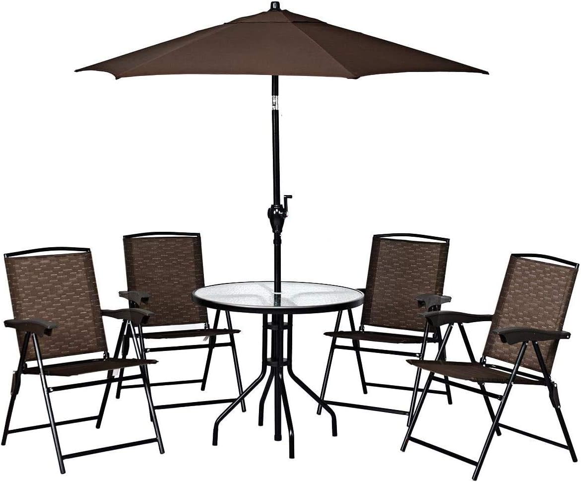 2 Pieces Folding Sling Chairs with Steel Armrests and Adjustable Back