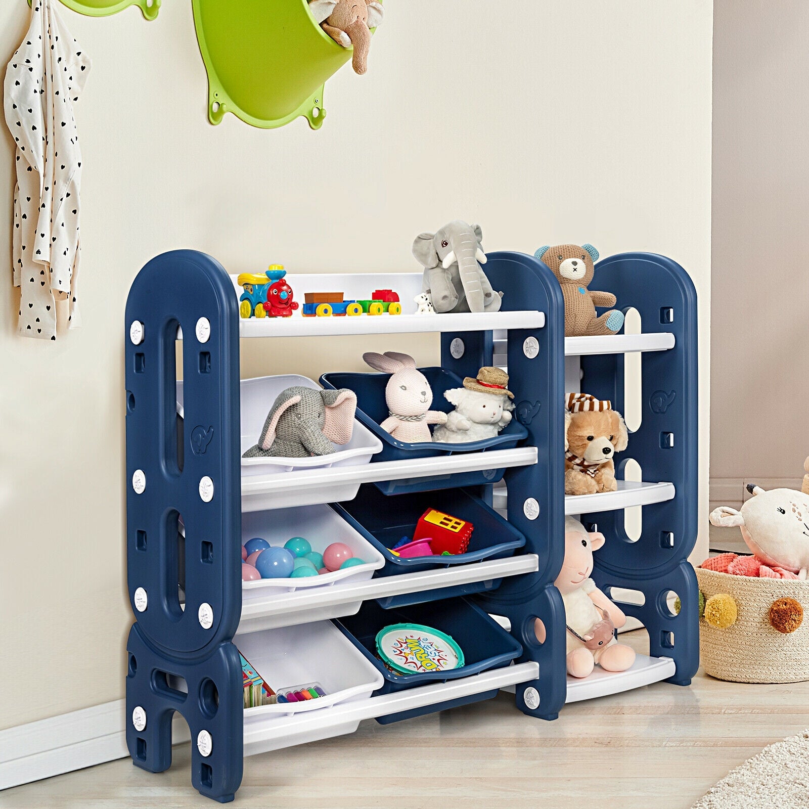 Kids Toy Storage Organizer with Bins and Multi-Layer Shelf for Living room and Playroom