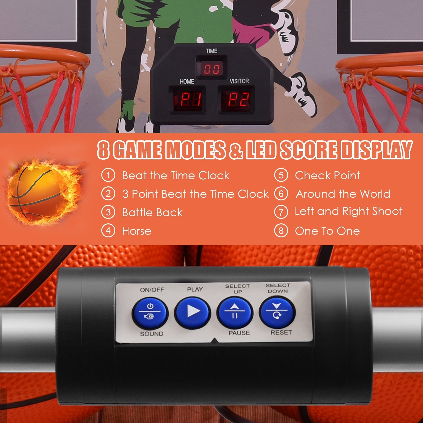 Indoor Double Electronic Basketball Game with 4 Balls