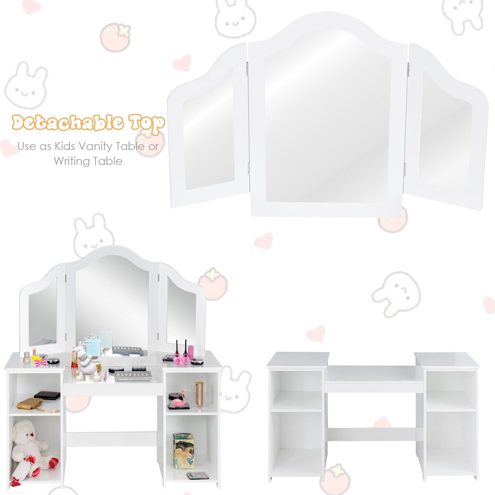 2 in 1 Detachable Design Kids Vanity Dressing Table