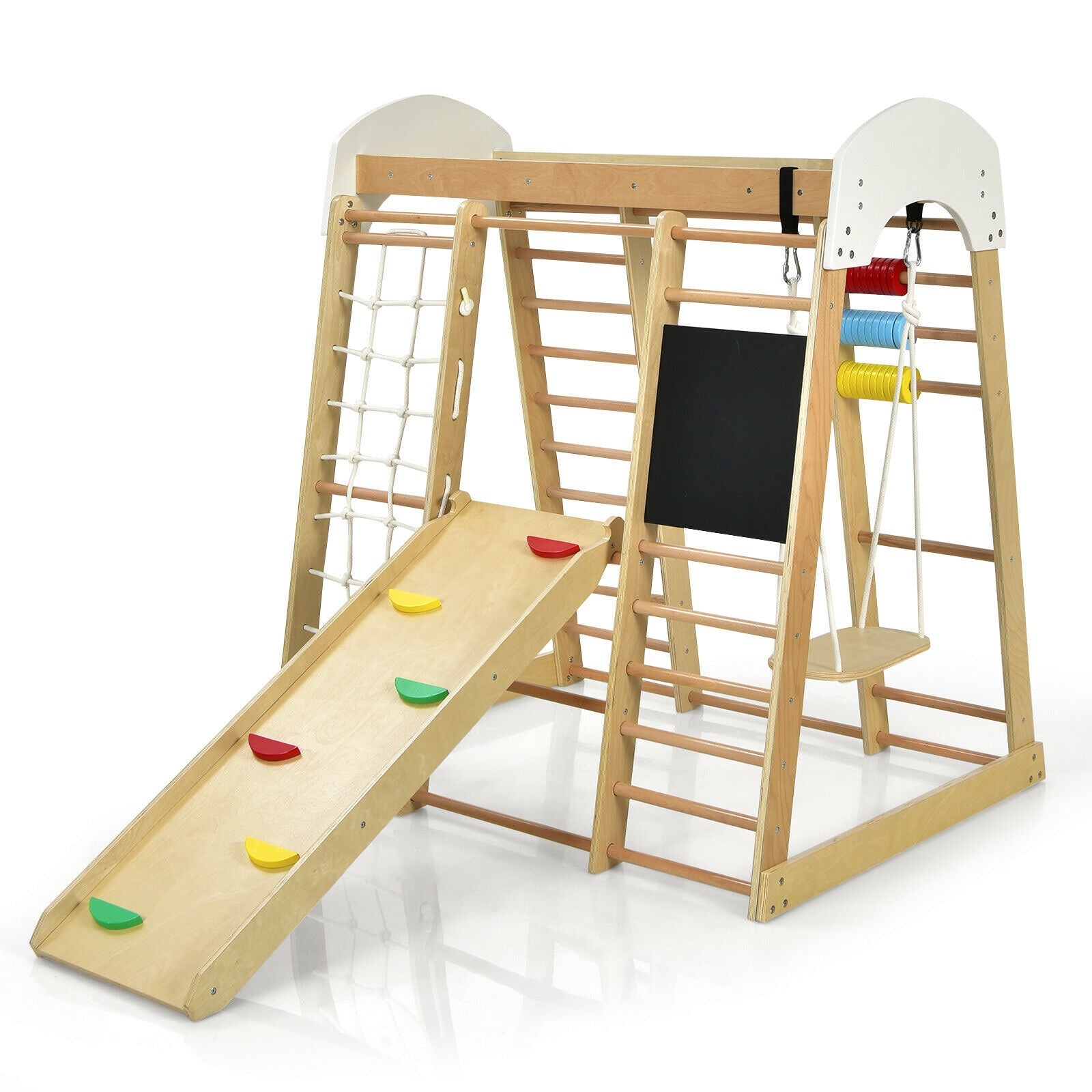 Indoor Playground Climbing Gym Wooden 8 in 1 Climber Playset for Children