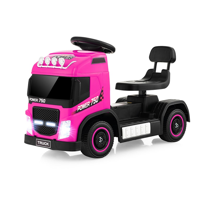 6V Battery Kids Ride on Car 2-in-1 Mini Ride On Truck Electric & Coasting Mode with Height Adjustable Seat & LED Lights