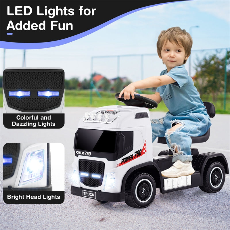 6V Battery Kids Ride on Car 2-in-1 Mini Ride On Truck Electric & Coasting Mode with Height Adjustable Seat & LED Lights