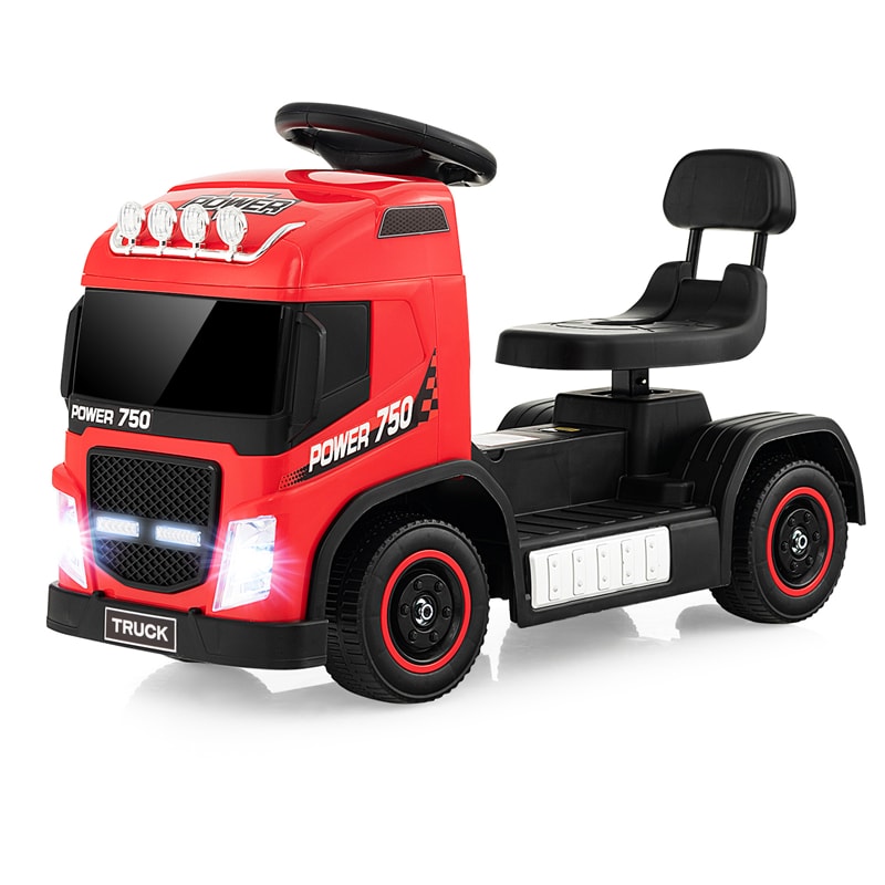 6V Battery Kids Ride on Car 2-in-1 Mini Ride On Truck Electric & Coasting Mode with Height Adjustable Seat & LED Lights