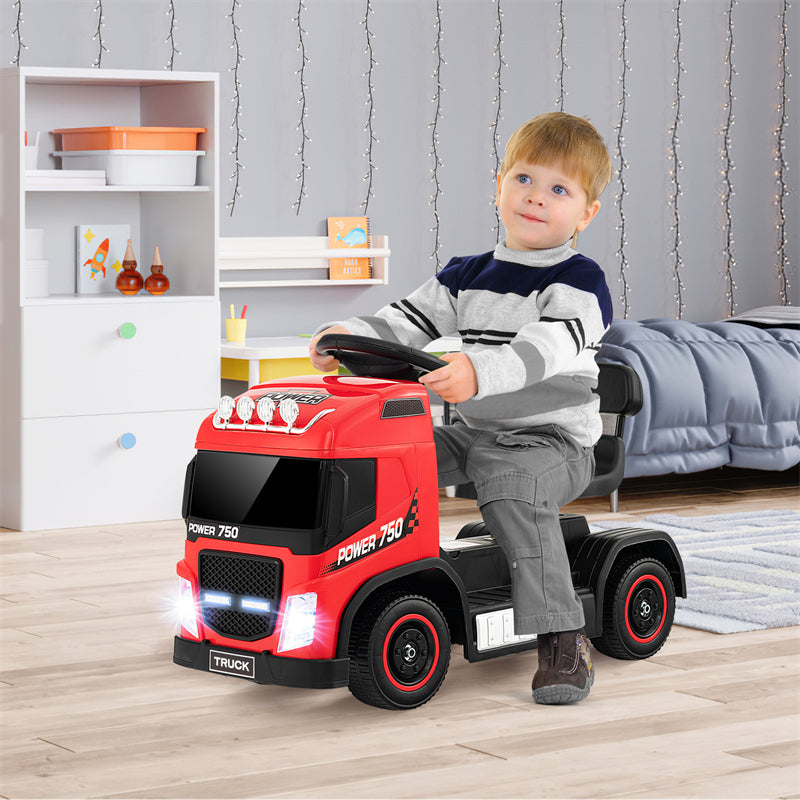 6V Battery Kids Ride on Car 2-in-1 Mini Ride On Truck Electric & Coasting Mode with Height Adjustable Seat & LED Lights