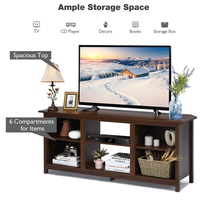 2-Tier Farmhouse Universal TV Stand 58" Entertainment Center Media Console For TVs Up to 65" & 18" Electric Fireplace