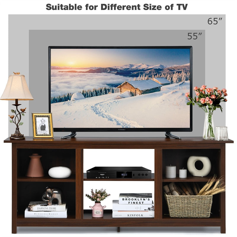 2-Tier Farmhouse Universal TV Stand 58" Entertainment Center Media Console For TVs Up to 65" & 18" Electric Fireplace