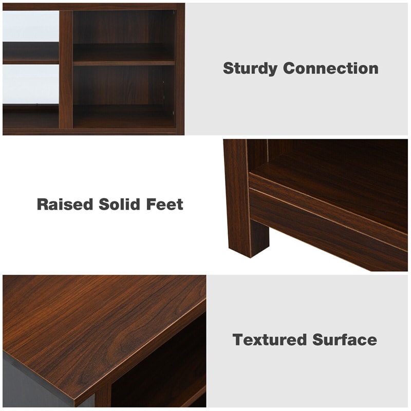 2-Tier Farmhouse Universal TV Stand 58" Entertainment Center Media Console For TVs Up to 65" & 18" Electric Fireplace