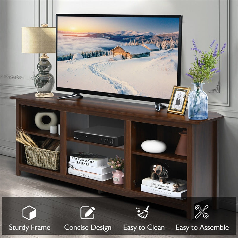 2-Tier Farmhouse Universal TV Stand 58" Entertainment Center Media Console For TVs Up to 65" & 18" Electric Fireplace