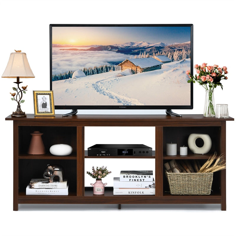 2-Tier Farmhouse Universal TV Stand 58" Entertainment Center Media Console For TVs Up to 65" & 18" Electric Fireplace