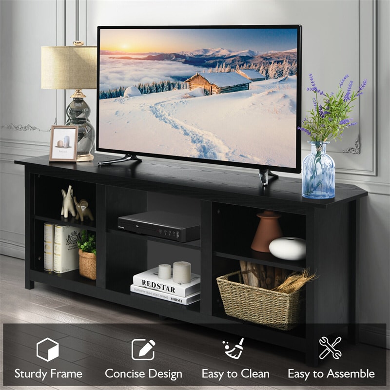 2-Tier Farmhouse Universal TV Stand 58" Entertainment Center Media Console For TVs Up to 65" & 18" Electric Fireplace