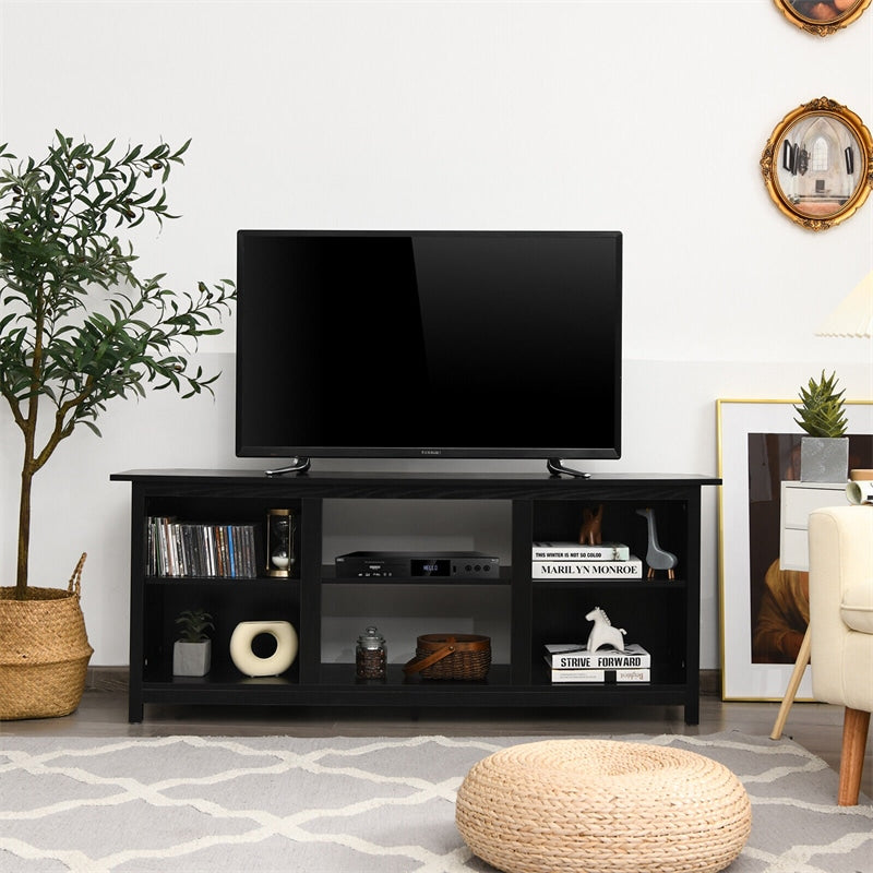 2-Tier Farmhouse Universal TV Stand 58" Entertainment Center Media Console For TVs Up to 65" & 18" Electric Fireplace