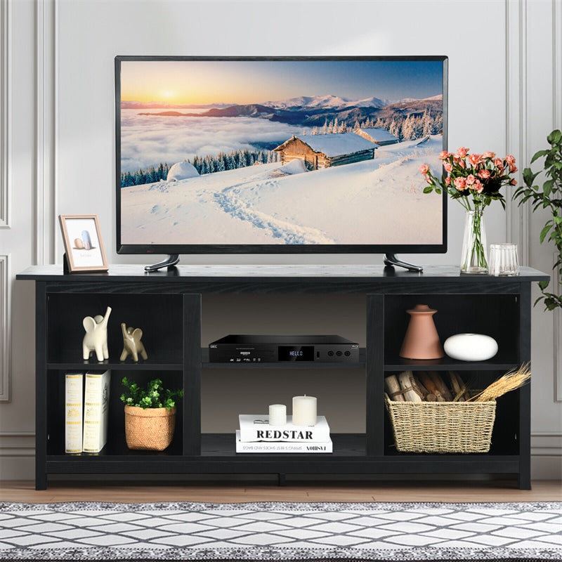 2-Tier Farmhouse Universal TV Stand 58" Entertainment Center Media Console For TVs Up to 65" & 18" Electric Fireplace