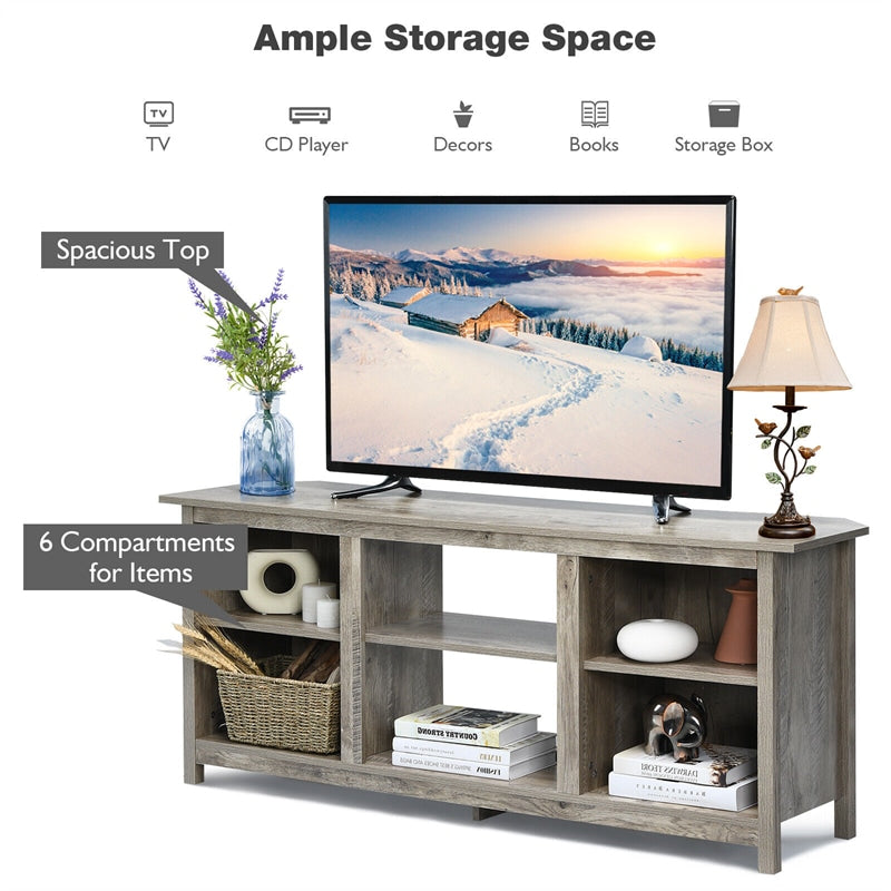 2-Tier Farmhouse Universal TV Stand 58" Entertainment Center Media Console For TVs Up to 65" & 18" Electric Fireplace