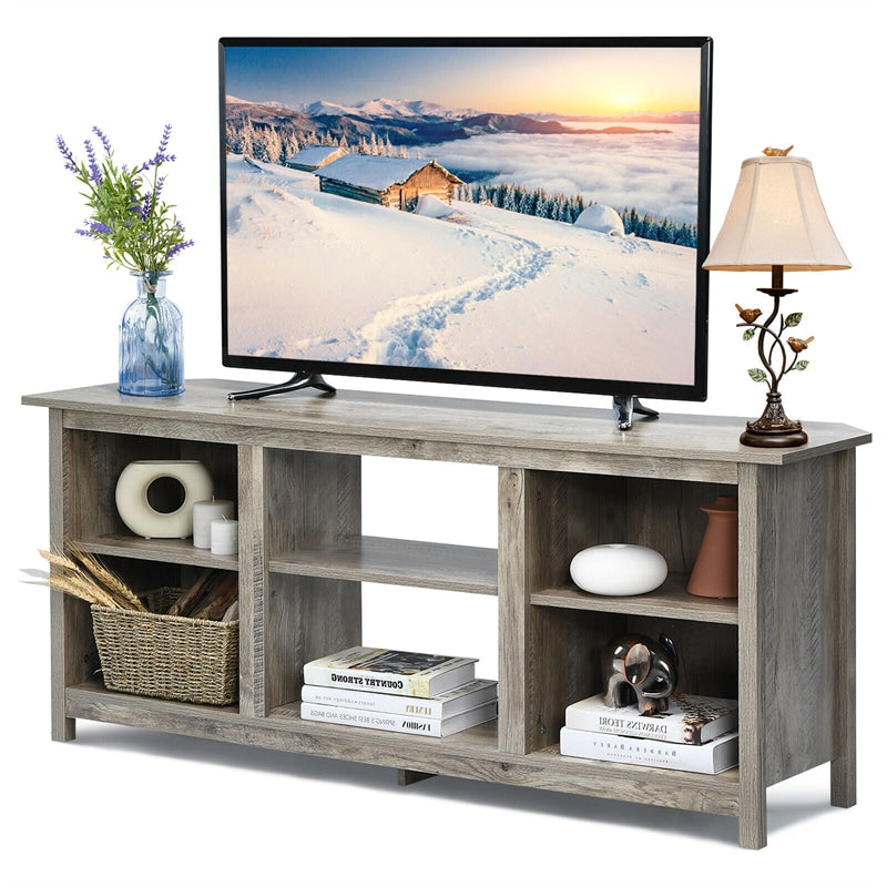 2-Tier Farmhouse Universal TV Stand 58" Entertainment Center Media Console For TVs Up to 65" & 18" Electric Fireplace