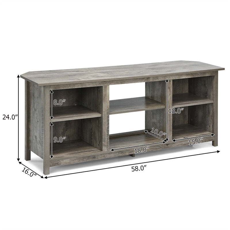 2-Tier Farmhouse Universal TV Stand 58" Entertainment Center Media Console For TVs Up to 65" & 18" Electric Fireplace