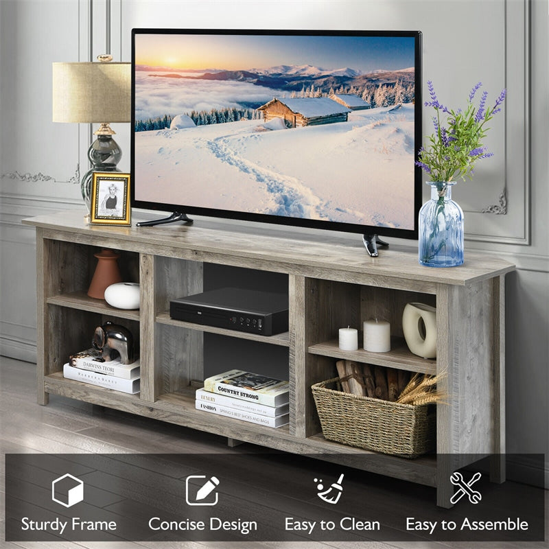 2-Tier Farmhouse Universal TV Stand 58" Entertainment Center Media Console For TVs Up to 65" & 18" Electric Fireplace