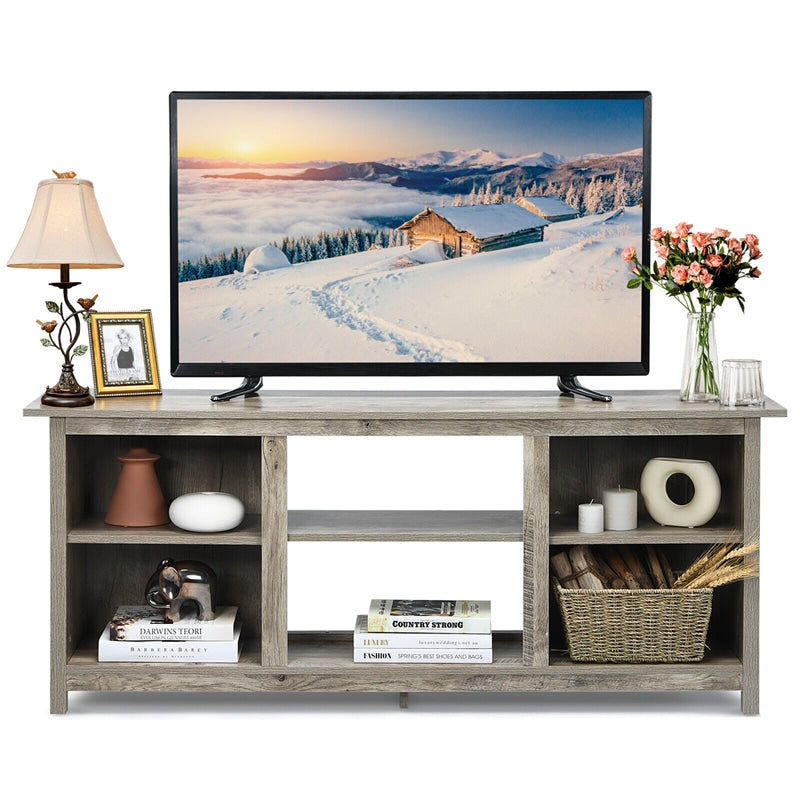 2-Tier Farmhouse Universal TV Stand 58" Entertainment Center Media Console For TVs Up to 65" & 18" Electric Fireplace