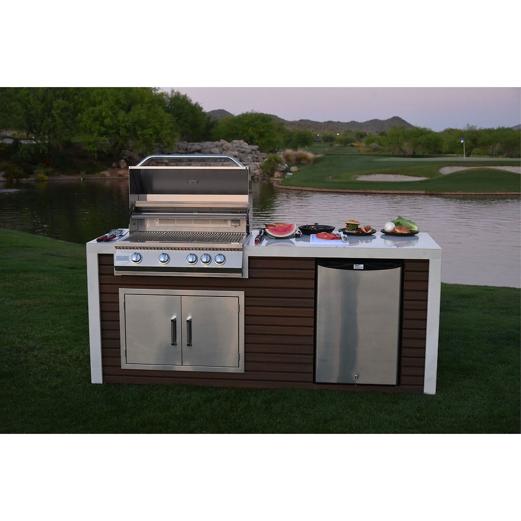 Classic Shiplap Outdoor Kitchen KoKoMo Grill with Waterfall Edge - ElitePlayPro