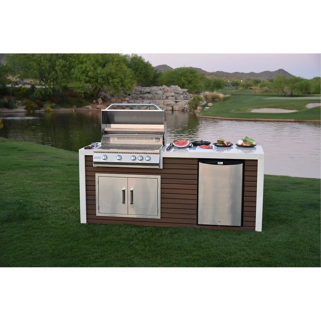 Classic Shiplap Outdoor Kitchen KoKoMo Grill with Waterfall Edge - ElitePlayPro