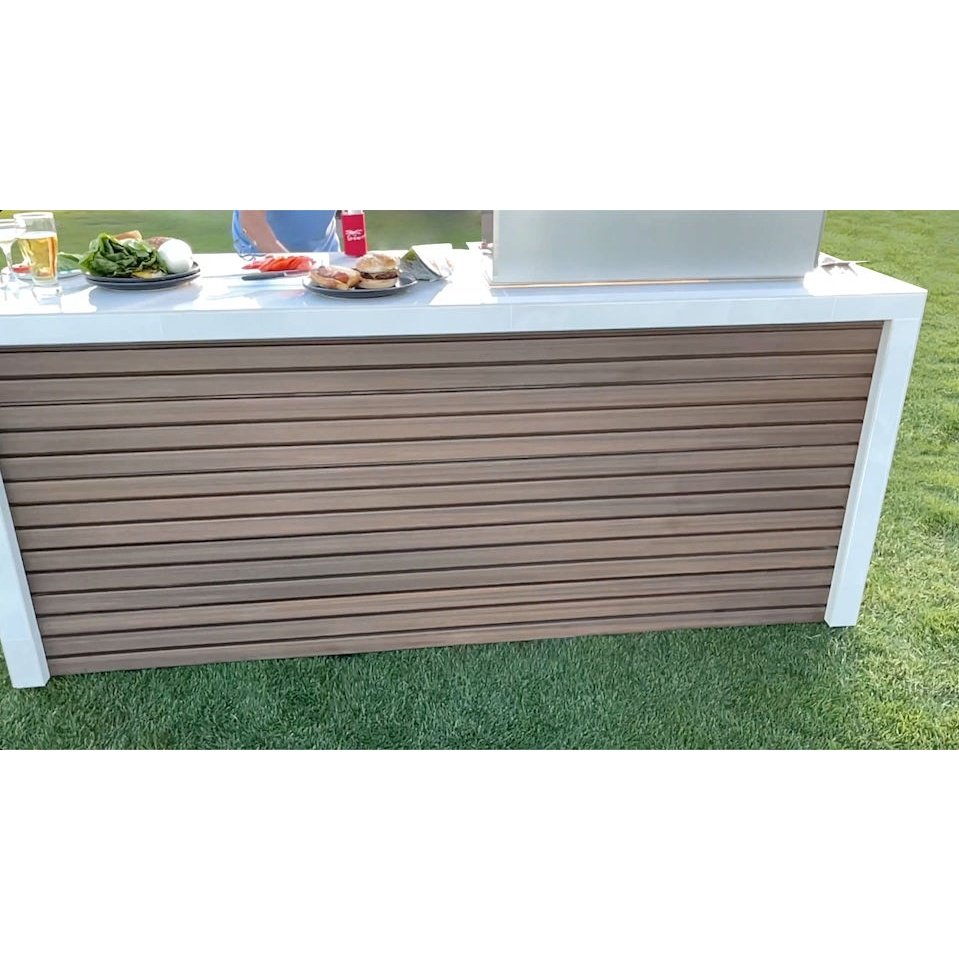 Classic Shiplap Outdoor Kitchen KoKoMo Grill with Waterfall Edge - ElitePlayPro