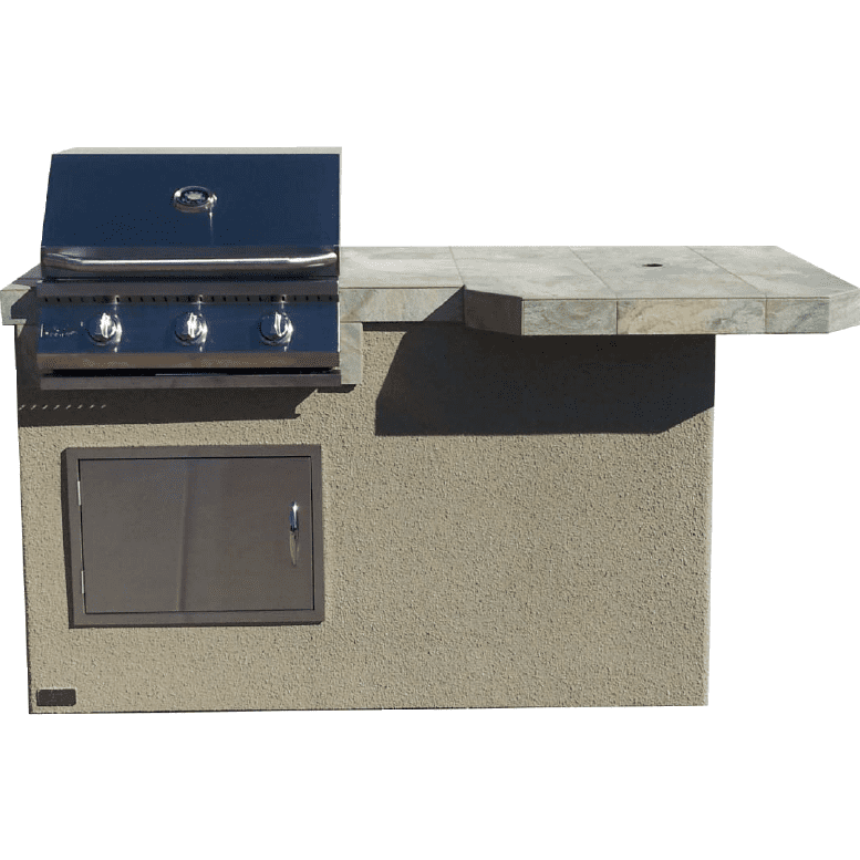 Mini Maui 6' BBQ Island Square Bar Top and Built In BBQ Grill - ElitePlayPro