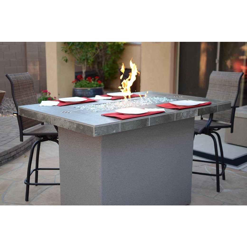 Entertainer Bar Gas Fire Pit Table with fire glass