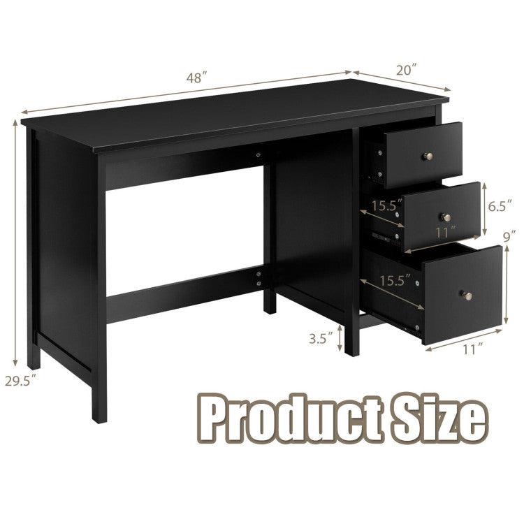 3-Drawer Computer Study Desk for Home and Office