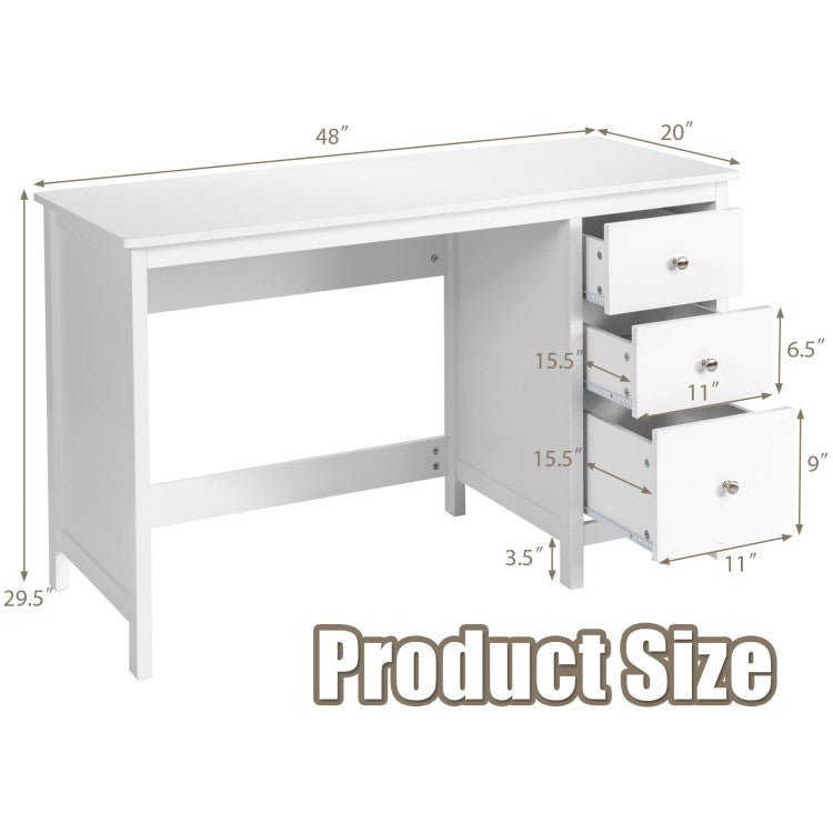 3-Drawer Computer Study Desk for Home and Office