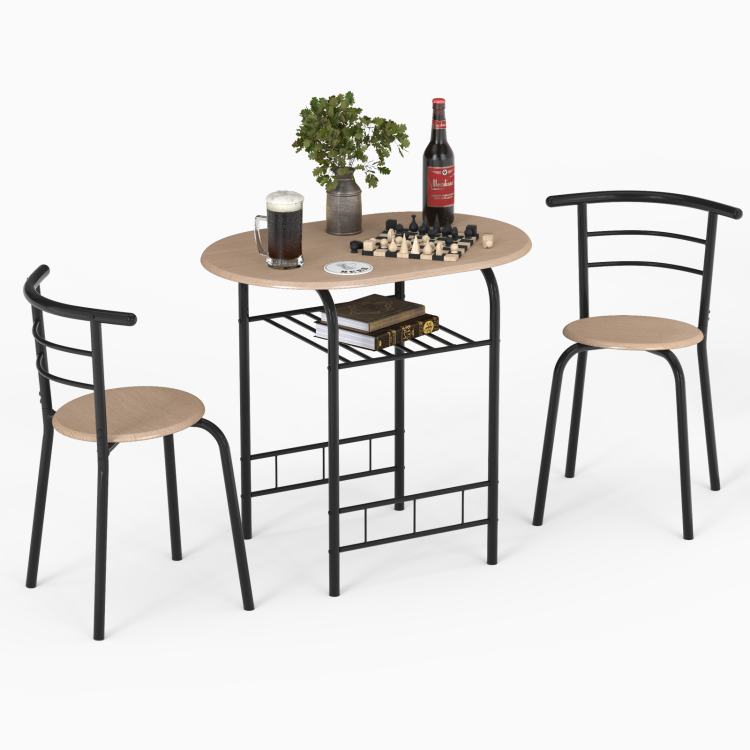 3-Piece Space-Saving Bistro Set for Kitchen and Patio with Wine Rack