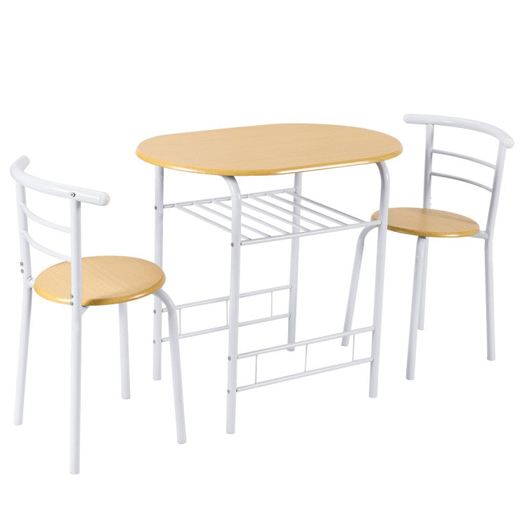 3-Piece Space-Saving Bistro Set for Kitchen and Patio with Wine Rack