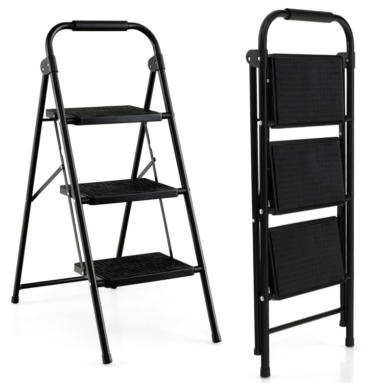 2-Step/3-Step Ladder with Wide Anti-Slip Pedal for Home and Garden