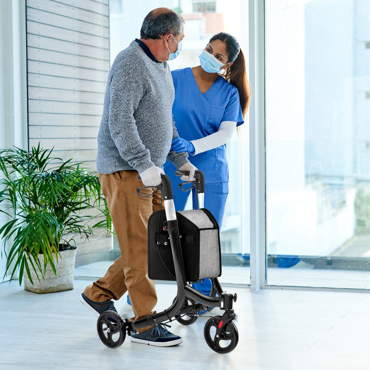 3-Wheel Folding Rolling Rollator Walker with Adjustable Handle and Shopping Bag