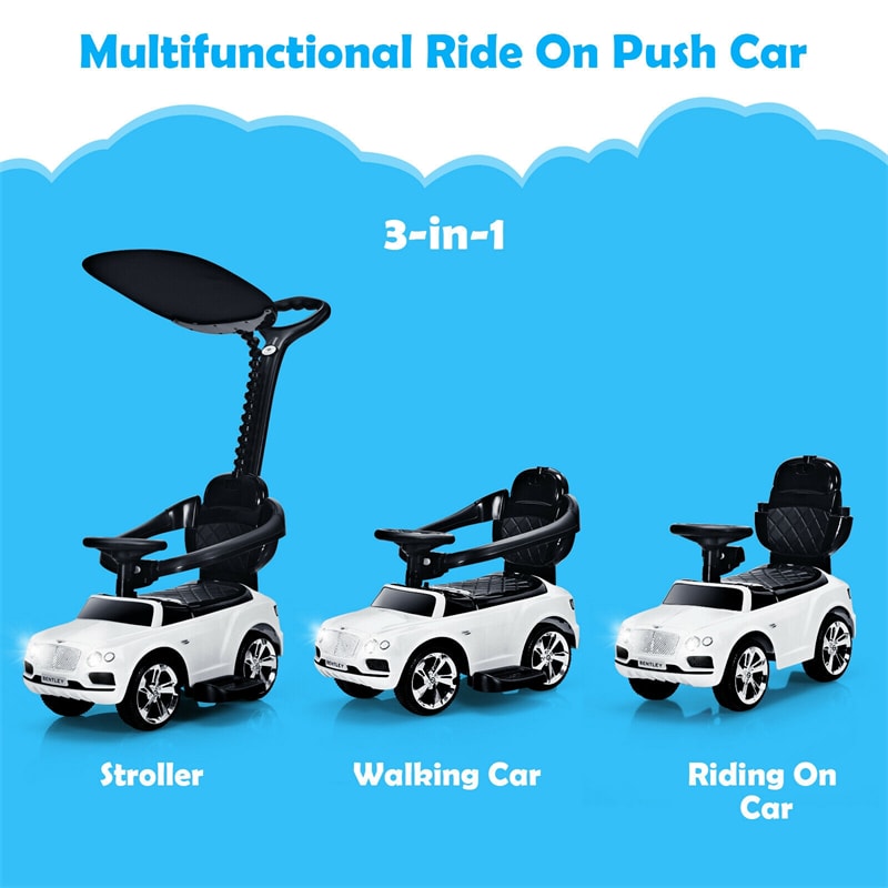 3-in-1 Bentley Kids Ride On Push Car Stroller Sliding Car with Canopy