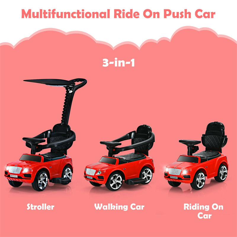 3-in-1 Bentley Kids Ride On Push Car Stroller Sliding Car with Canopy