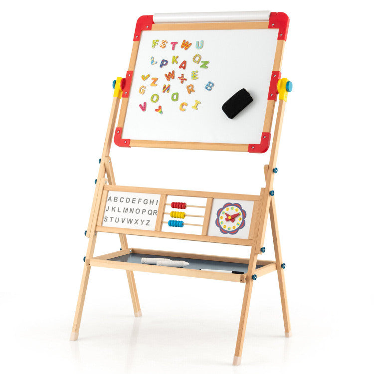 3-in-1 Wooden Art Easel for Kids with Drawing Paper Roll and Accessories